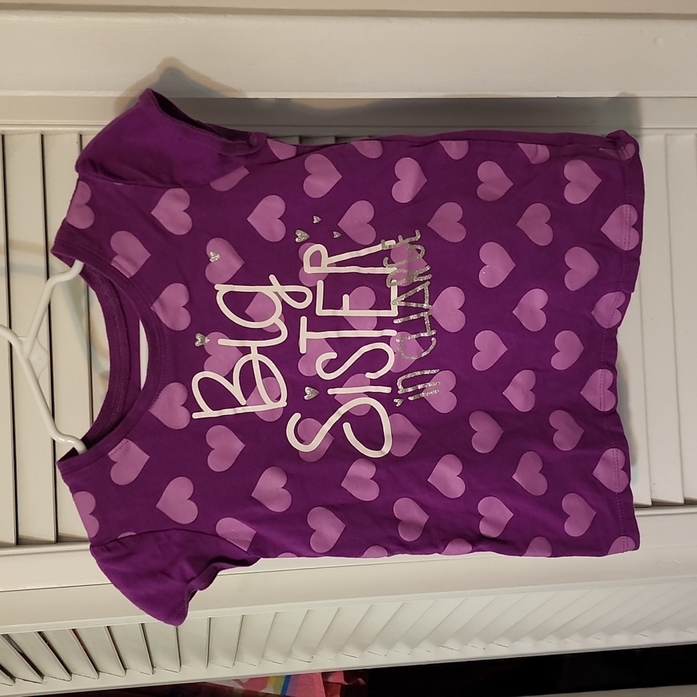 Purple Big Sister Shirt with glitter by est. 1989 Place, 4T